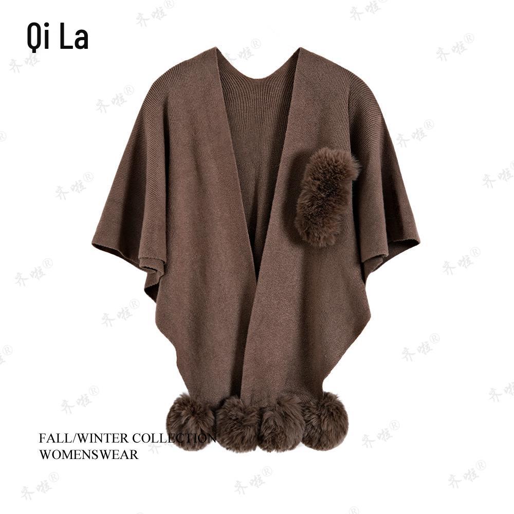 Autumn/Winter Elegant Knit Tassel Shawl Cardigan Cloak Sweater for Women