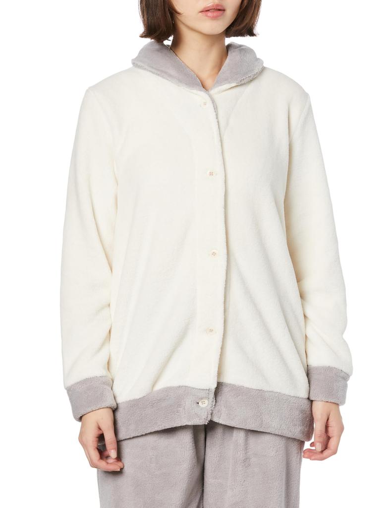 Gunze CI Comme CA Ivory Long Sleeve and Pants with Boa Fabric Women's Loungewear,