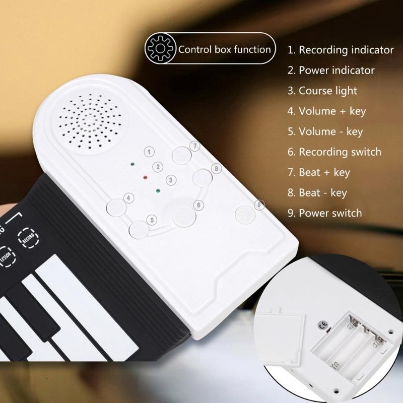 Multifunctional 49 Key Roll Up Piano Foldable Portable Electronic Piano Music Instrument for Beginner Kid Adult