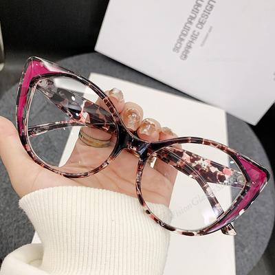 Blue Light Blocking Cat Eye Glasses Gradient Frame Transparent Lenses for Men Women