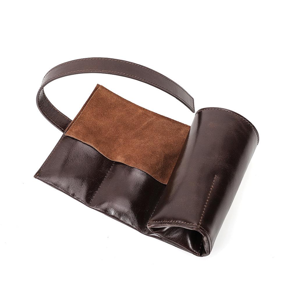 

Сумка-ролл из вощеной натуральной кожи для часов для путешествий кофейный