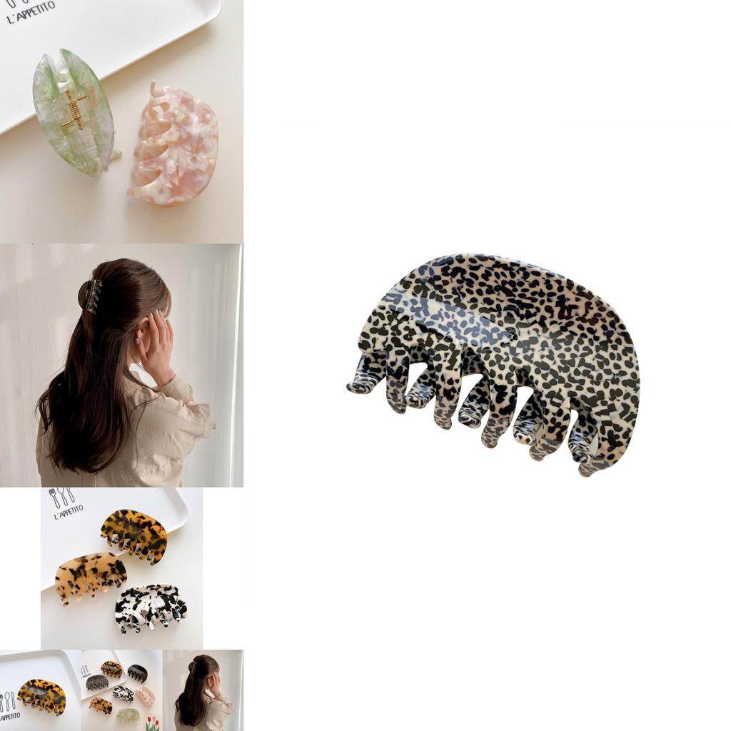 Large Oval 8cm Cow Pattern Hair Claw Clip For Women Stylish Retro Design