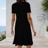 Women Plus Size Round Neck Short Sleeve Black White Printed A Line Dress