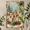Vintage Christmas Corgi Metal Tin Sign - 8x12 Inch | Durable Iron Wall Art for Home, Gym, Cafe, Garage & Garden Decor | Easy-Han
