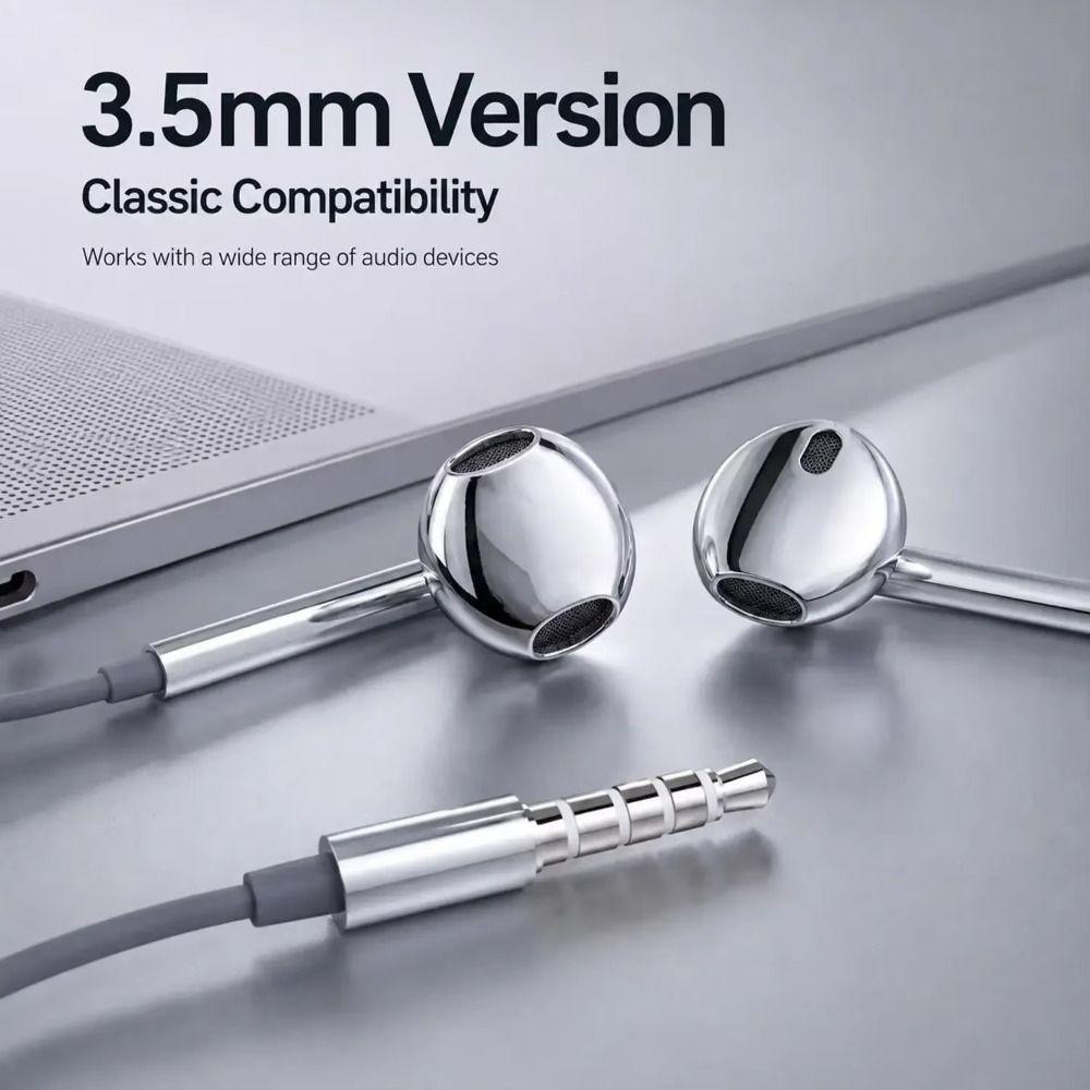 Metallic Finish In-Ear Earbuds In-Line Remote Earphones With Microphone Mobile Phone Calling