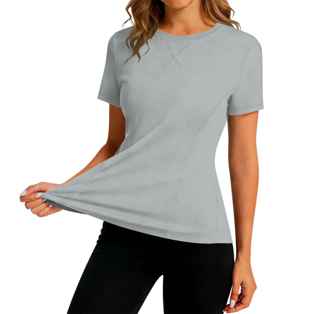 Womens Short Sleeve Athletic Top Moisture Wicking Quick Dry Performance T Shirt Lightweight Stretchy Gym Tee Workout Shirt