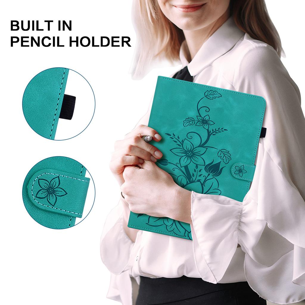 Applicable To iPad Air 13 Inch Tablet Leather Case Samsung Tab S10FEplus Matte Lily Card Holder