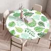 Round Table Cover Protector Elastic –Floral Print Fitted Tablecloth Waterproof,Elastic Edge Round Table Cloth for Dining Kitchen