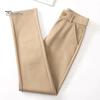 Women Suit Pants High Waist Button Zipper Fly Office Lady Trousers with Pockets Solid Color Slim Fit Straight Leg Trousers
