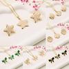 Vintage Retro Enamel Butterfly Stud Earrings & Necklace - French Court Style
