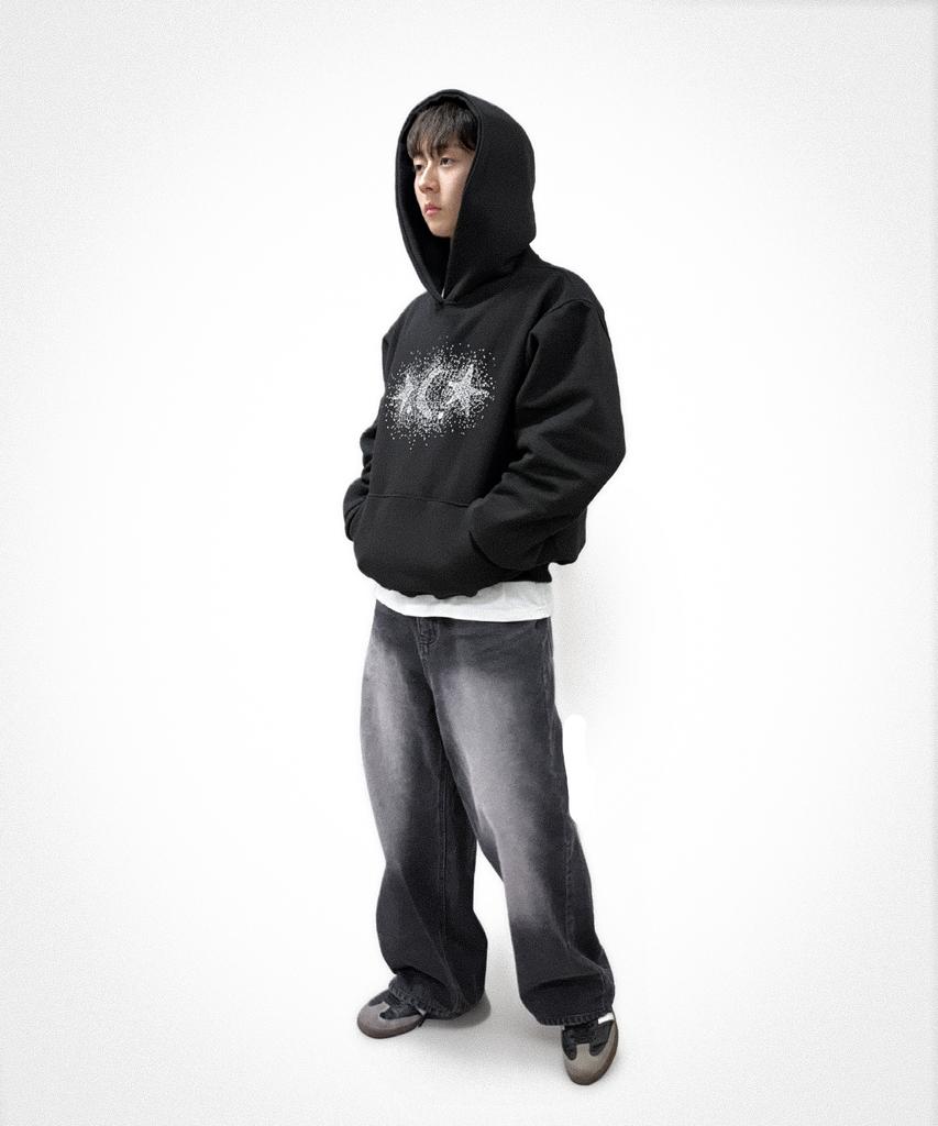 [Fleece-Lined] Silver Dcrstar Oversized Hoodie Black