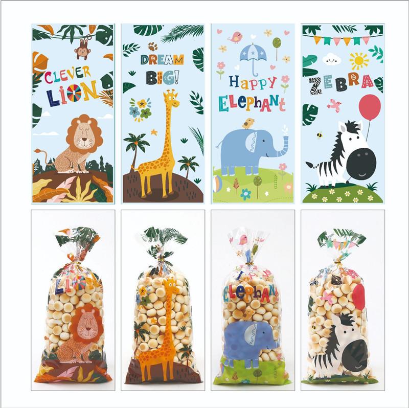 

50Pcs 12.5x27cm Birthday Holidays Gift Bags Plastic Flat Pockets With Tie Wire Bakery Cookie Snack Candy Packaging 12.5x27cm