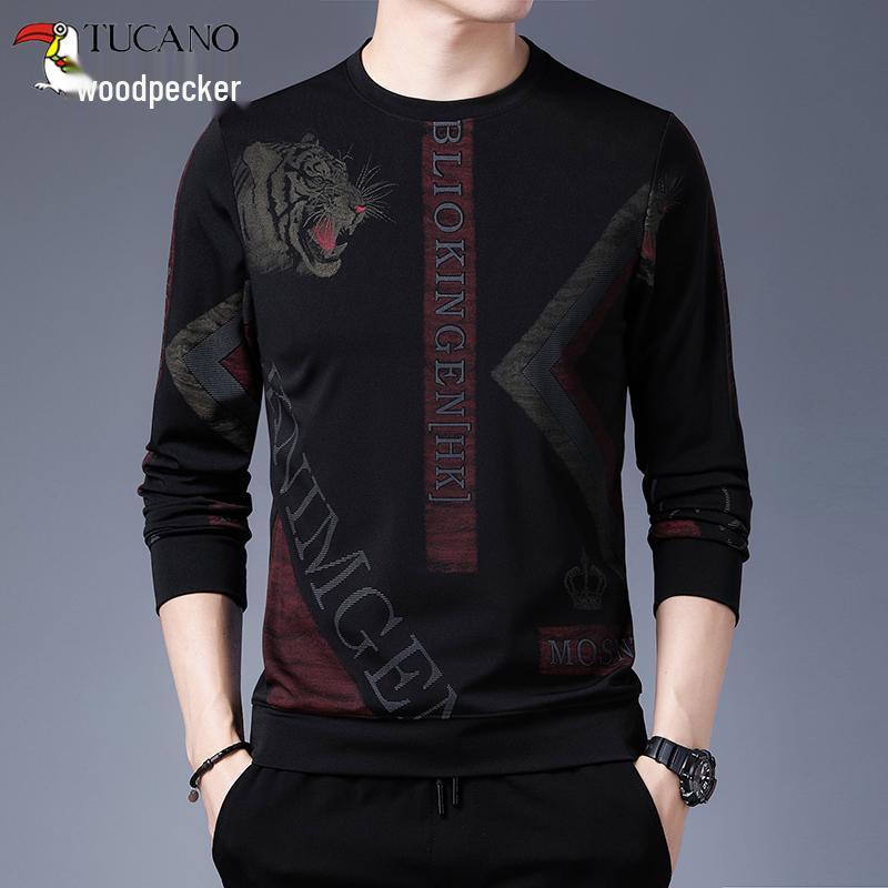 Clearance: Woodpecker Spring/Autumn Men's Long-Sleeve Round Neck Cotton T-Shirt Base Layer