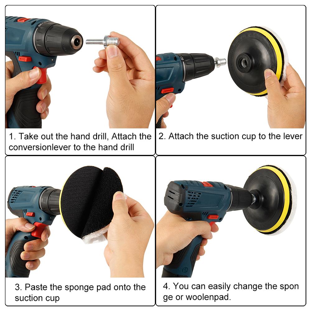 12pcs 5 Inch Polishing Pads Set Sponge Universal Reusable Polishing Waxing Buffing Kit Car Detail Foam Polisher Attachment for