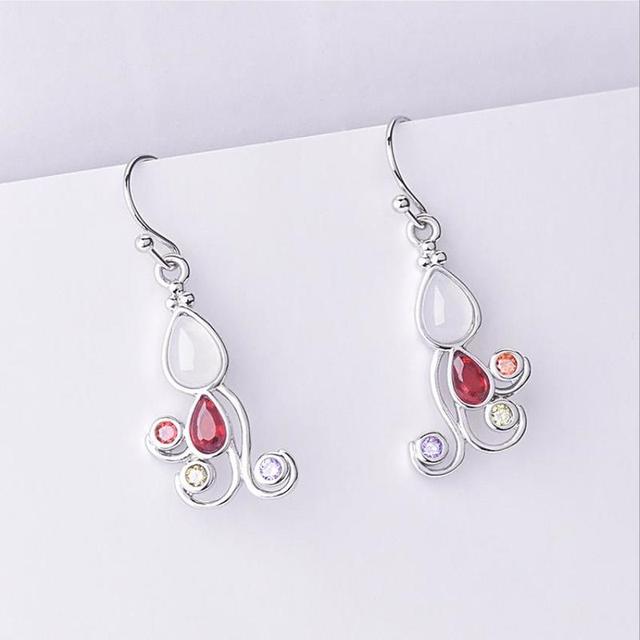 Charm 925 Sterling Silver Earrings for Women Accessories Vintage Crystal Water Drop Green Drop Earrings Girls Jewelry