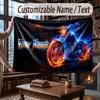 Motorcycle Theme Throw Blanket Custom Name Text Personalized Blanket Soft Cozy Blanket for Home Sofa Bed