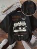 New Spring Womens Casual Round Neck Short Sleeve Coffee English Print TShirt Minimalist Design Versatile Daily Wear