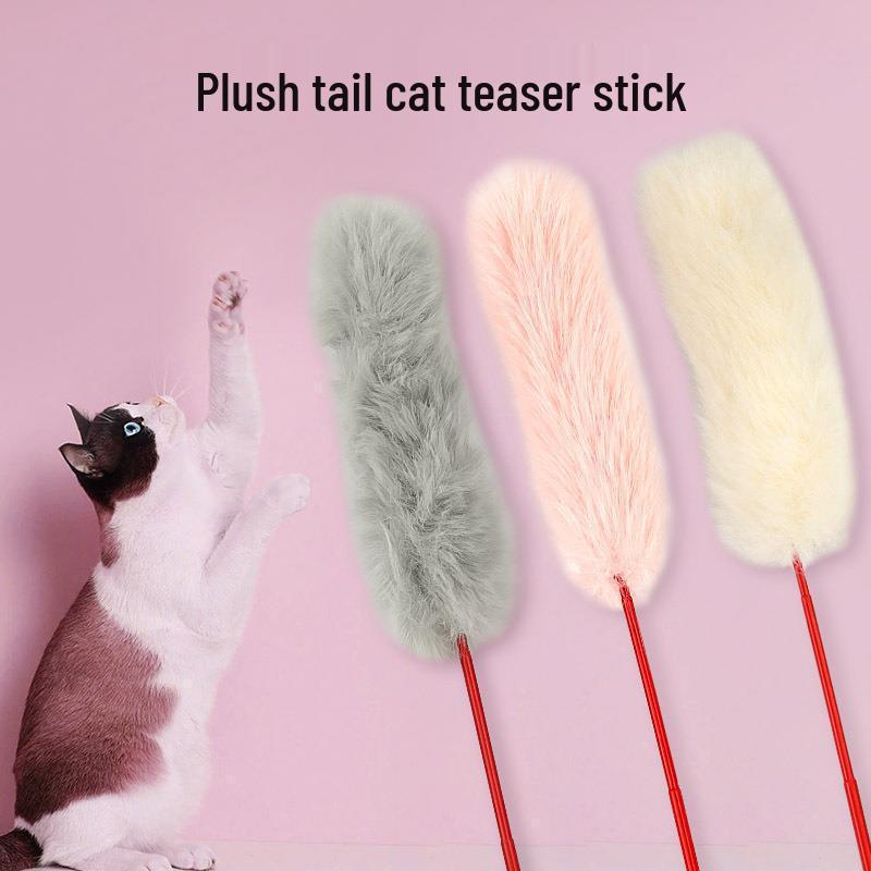 Colorful Fur Ball Cat Teaser Wand with Bell for Self-Entertainment