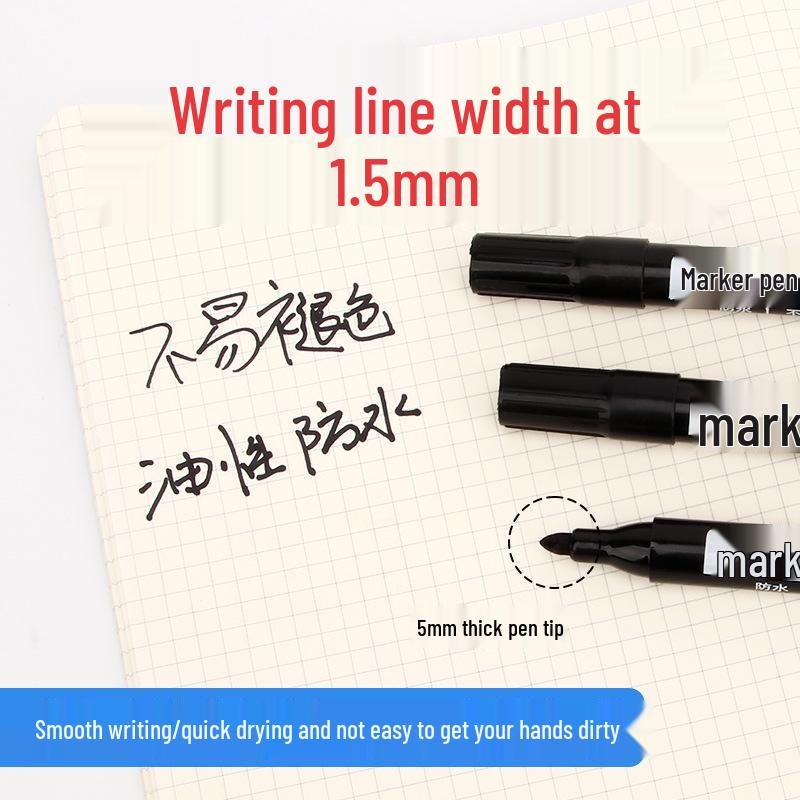 Refillable Large Tip Quick-Dry Black Oil-Based Marker Pen for Logistics