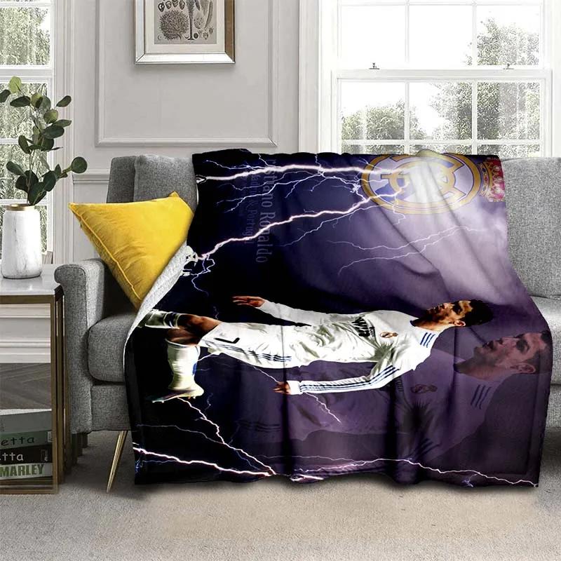 Pătură de flanel cu model Cristiano R-Ronaldo CR7, pătură multifuncțională pentru cadou de sărbători Pături calde și moi toate anotimpurile