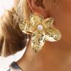 Women European American Stylish Exaggerated Big Flower Earrings Fashion High Grade Irregular Petal Elegant Luxury Ear Jewelry