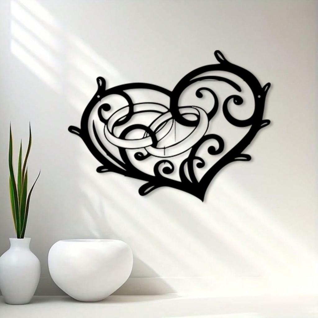 Metal Heart Wall Art Vintage Iron Wedding Decor Rustproof Home Gift