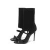 Fashion 2025 Fashion Sexy Sandals Boots Women Ankle Boots Pointed Thin High Heel Flock/PU  Chelsea Black White 34-41  Luxury Sandals