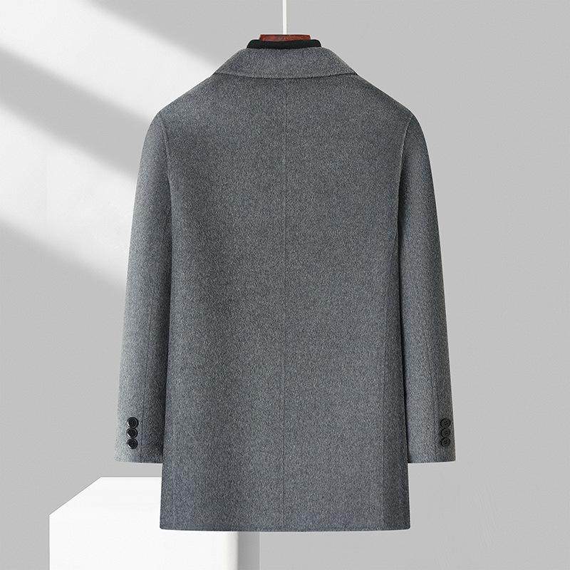 Herbst und Winter Neu Doppelseitiger Wollmantel Herren Mittel und Lang Revers Business Casual Mittelalterlicher Wollmantel Trenchcoat Herrenmantel