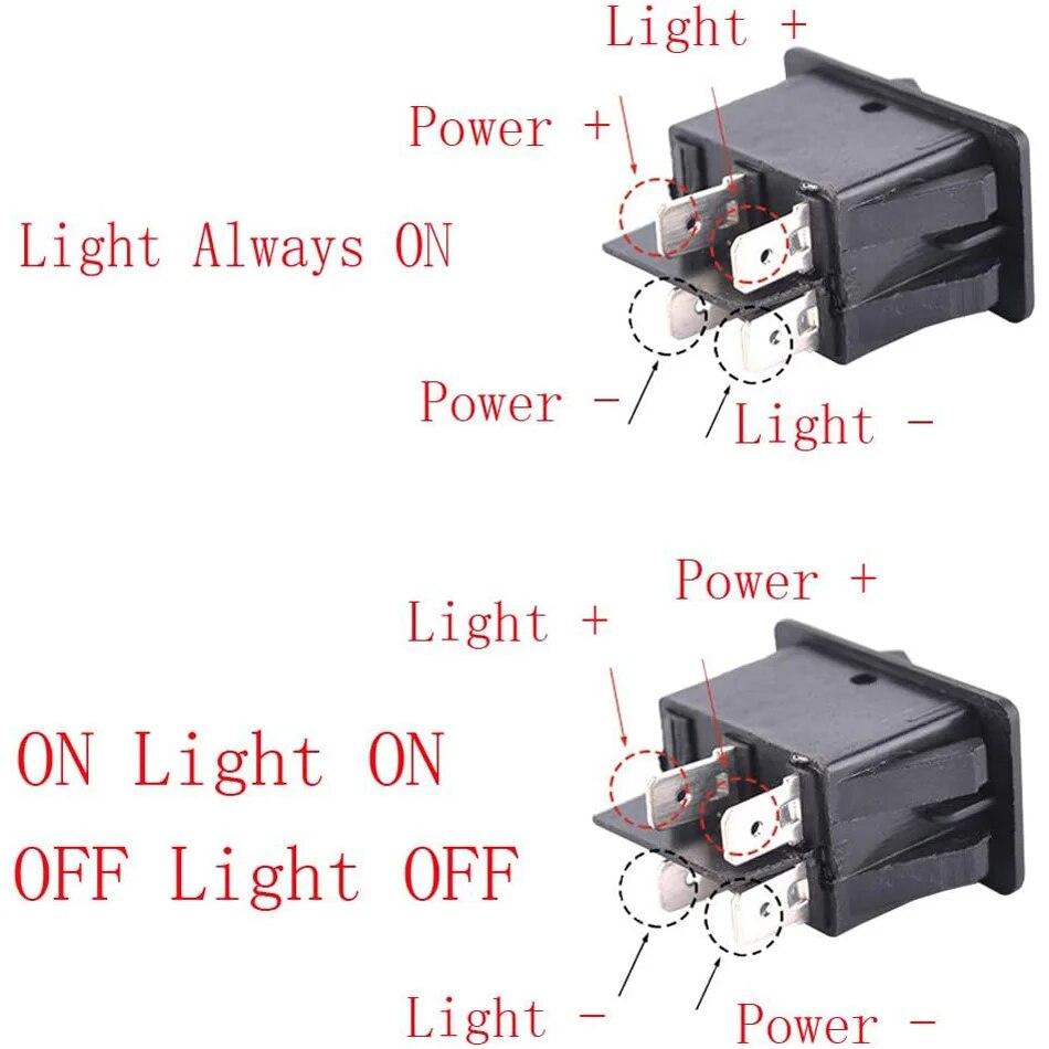 8 szt. Niebieski/Czerwony/Zielony/Żółty LED Przełącznik Kołyskowy Toggle Światła Przeciwmgielne 4-pinowy 12V 35A WŁ WYŁ Jasny Tył Przód