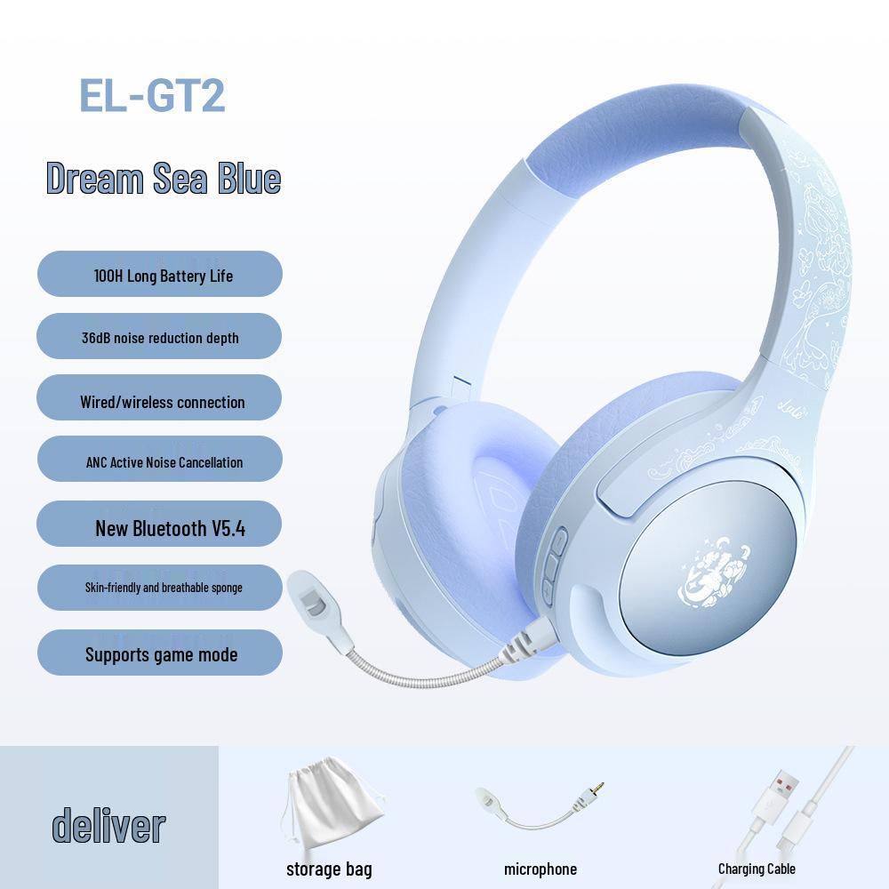 Low Latency Wireless ANC Over-Ear Bluetooth Headphones with Long Battery Life for Gaming