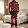 Men's Christmas Pajama Set with Button Down Shirt and Straight Leg Pants, Casual Print Sleepwear Two Piece Outfit, Festive Holiday Loungewear