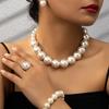 Elegant Faux Pearl Jewelry Set: Necklace, Bracelet, Ring & Earrings for Women 