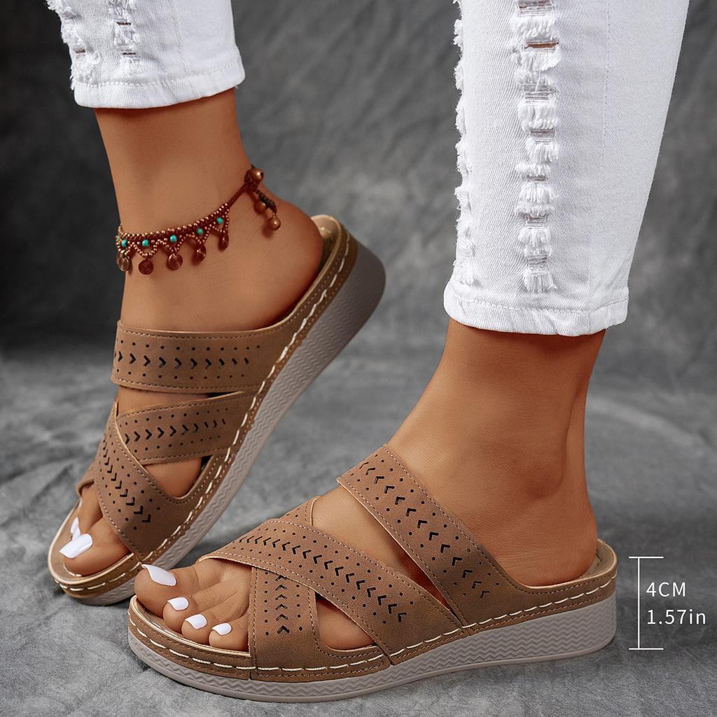 Slippers Women Summer Fashion Slip on Platform Wedges Sandals Casual Beach Shoes Peep Toe Non-slip Sandalias De Mujer