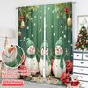2pcs 2D Flat Printing Merry Christmas Curtain Cute Snowmen Christmas Poinsettia Festive Polyester Without Electricity 0 for