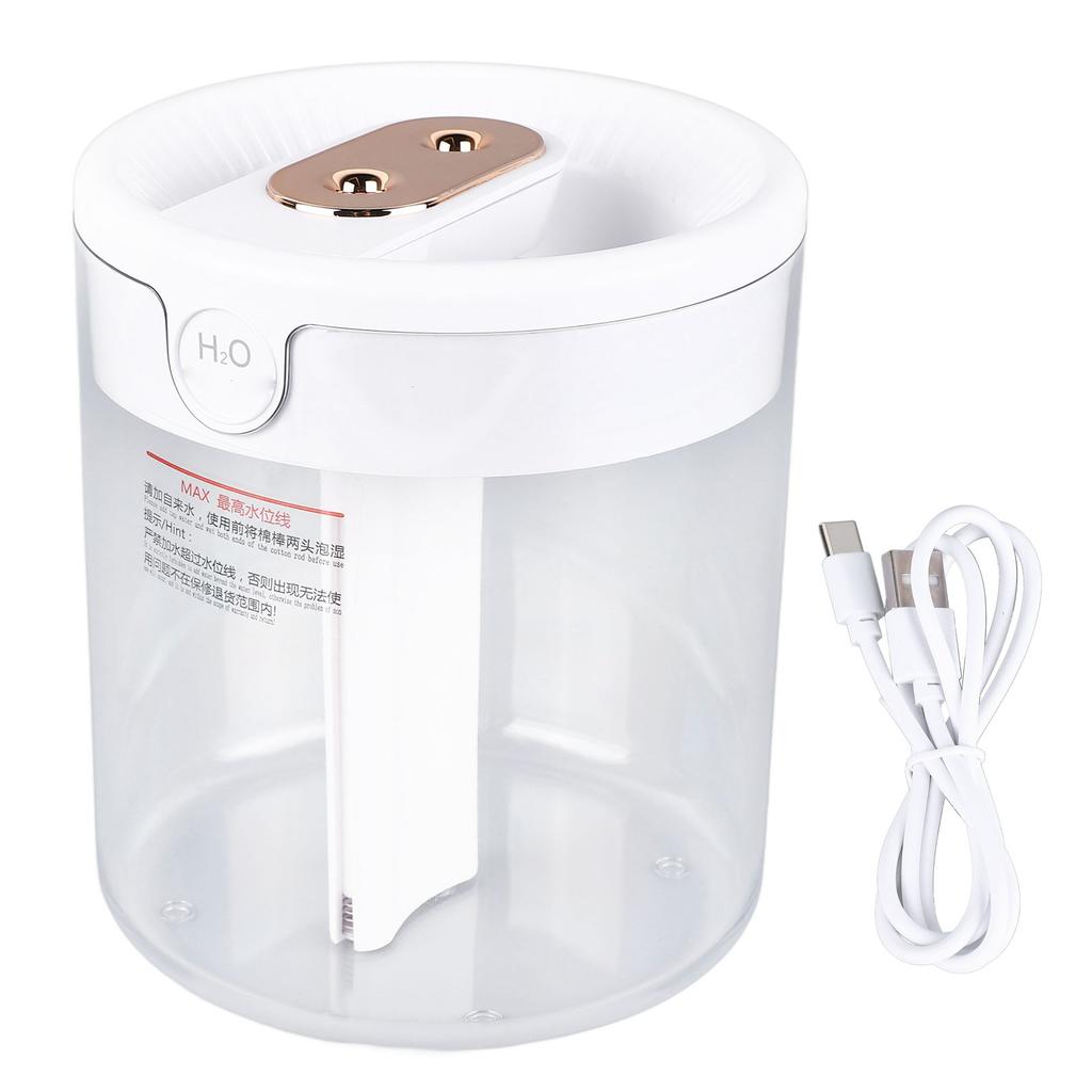 Humidifier 2L White Large Capacity Double Nozzle Mist Humidifier Home Bedroom Office Mute USB Night