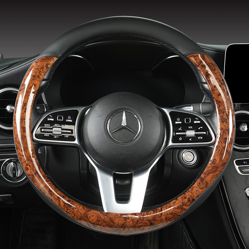 Mahogany Wood Grain Car Steering Wheel Cover For Mercedes Ben AMG 38cm Models A C CLA E GLA GLC GLE S B CLS Class