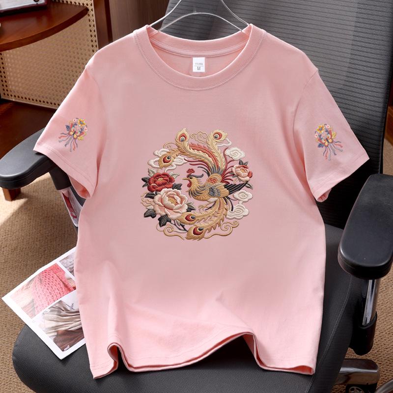2026 Summer Unisex Pure Cotton Short Sleeve T-shirt with Chinese Style Print