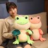 25-45cm Green Pink Frog with Lotus Leaf Plush Toys Cartoon Animal Doll Stuffed Soft Pillow for Children