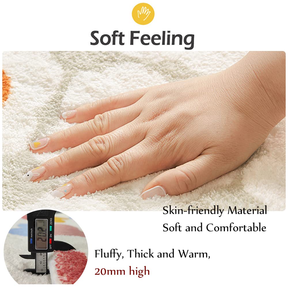 Nordic Area Rugs Round Cute Flower Shaped Shaggy Soft Short Pile Anti Slip Bath Floor Mat Bedroom Kids Room  Home Decor