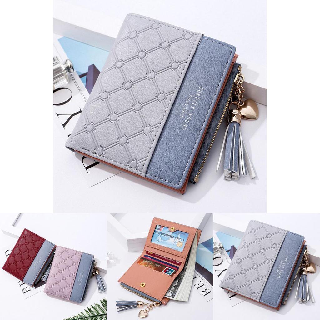Stylish Women's Cute Embossed Pu Leather Wallet With Tassel Zippers And Coin Pocket