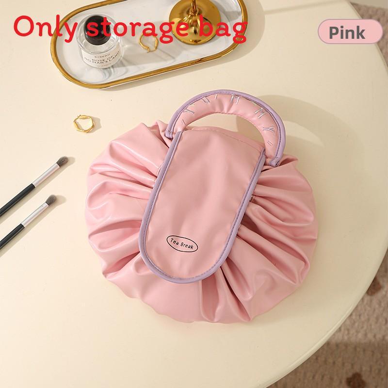 Modern Minimalist Pu Travel Makeup Bag With Drawstring For Cosmetic Storage And Toiletries