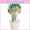 Dr Stone Ishigami Senkuu Cosplay Wig With Green Gradient Short Hair For Character Role Play