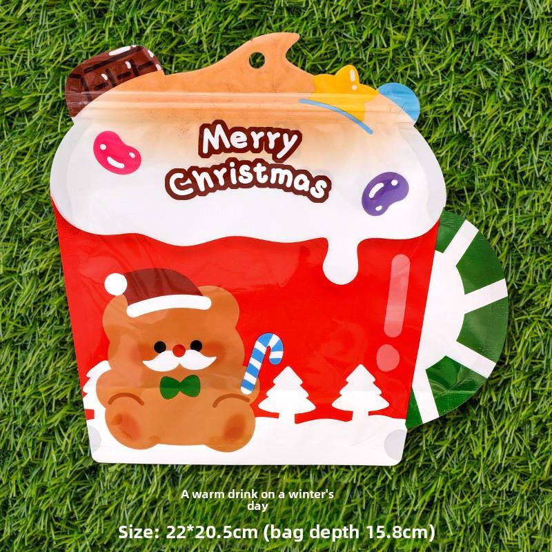

Рождественские подарочные самозапечатывающиеся пакеты, детские сувенирные пакеты с Санта-Клаусом, мультяшные трехмерные подарочные пакеты высокого уровня внешнего вида Winter warm drink; 21 * 21cm