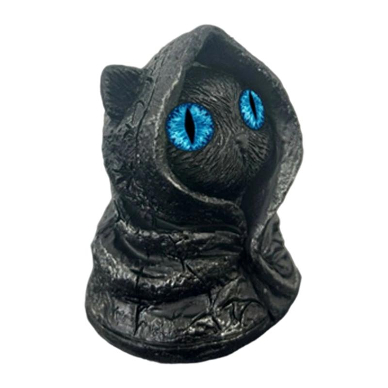 Mysterious Hooded Cats Fiqurines Gotik Black Cats Statue Halloween decors Whimsical Kitten Sculpture Shelf Accent Gift
