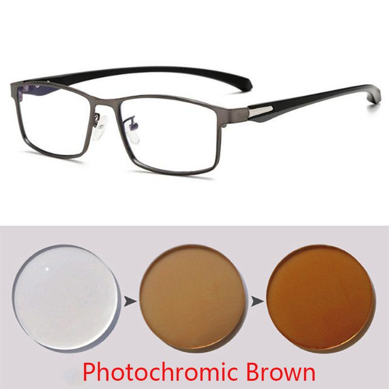 Square Finished Myopia Glasses Full Metal Frame Ultralight Shortsight Spectacles 0 -0.5 -1.0 -2.0 To -6.0