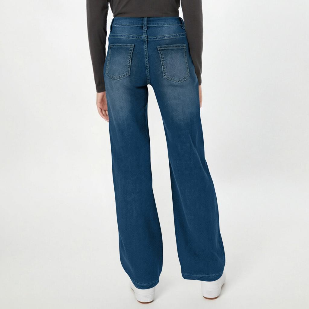 Women's Fashion Color Versatile High Waist Pocket Side Zipper Straight Leg Jeans