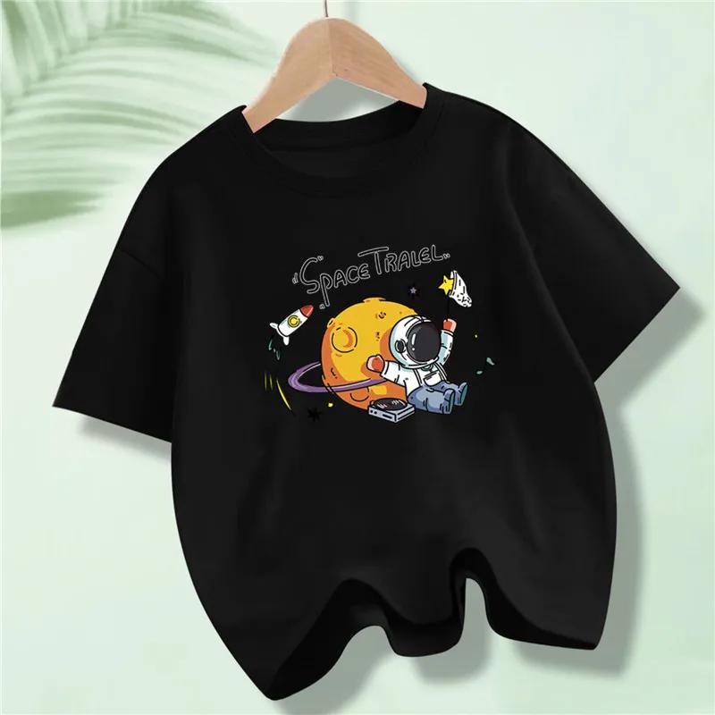 Kids Explore Space Astronaut Prints TShirt Boys Fashion Cotton TShirts Hip Hop Casual Cotton Tops 100