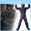 Impressionante costume da pantera nera per bambini con design muscolare realistico per le feste