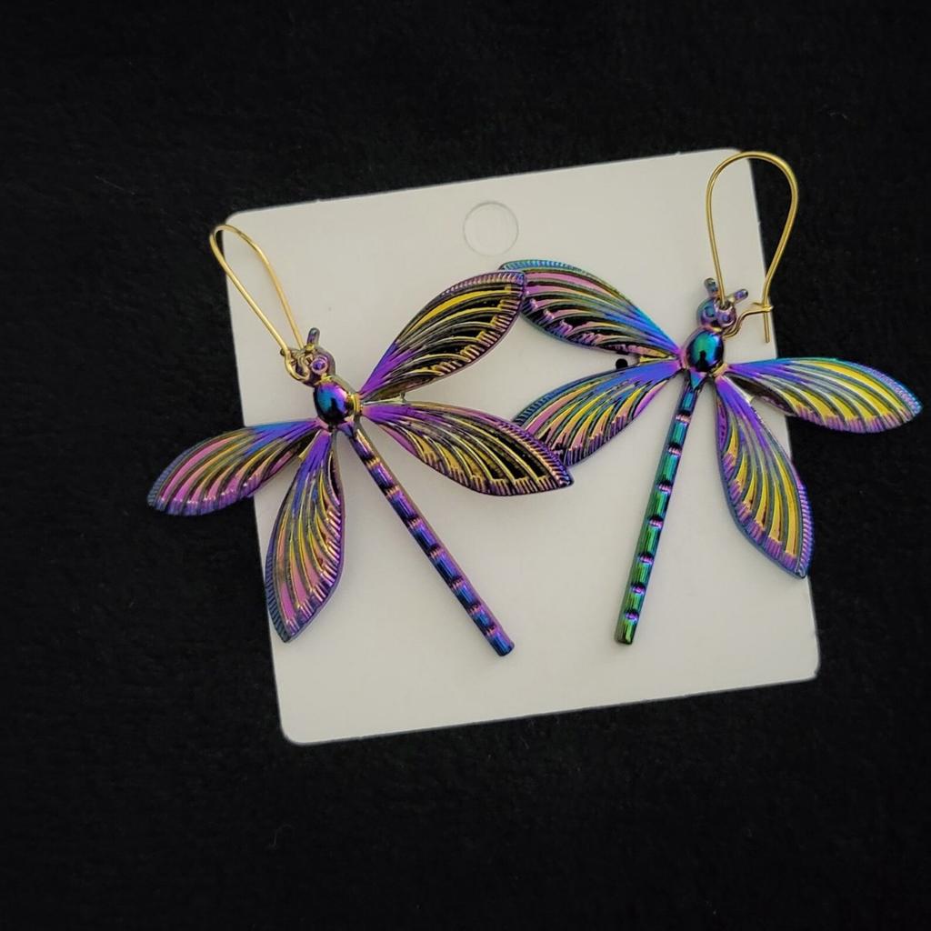 Dragonfly Dangle Earrings, Whimsical Handmade Jewelry, Cute Earrings, Statement Insect Jewelry