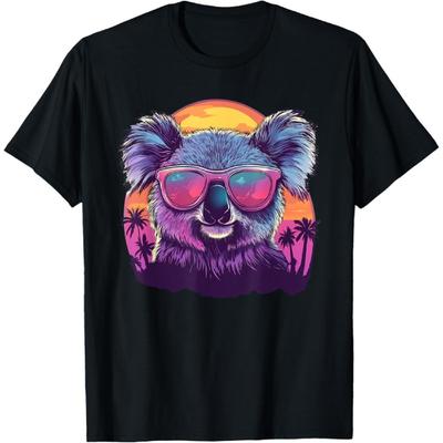 Koala Sunglasses Retro Palm Tree T-Shirt